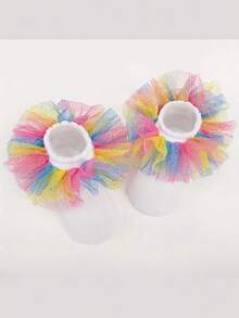 1 Pair/8 Pairs Cotton Girls Middle & Small Kid Sparkly Lace Ruffle Princess Style Dance Socks - Multicolor - View 6