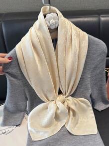 1 pièce écharpe carrée élégante à imprimé floral métallique brillante, foulard de tête pour femmes, châle pour toutes les occasions