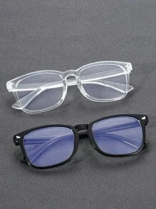 1/2/3pcs Men Classic Square Fashion Clear Glasses For Computer Reading Gaming TV Phones Anti Eyestrain Clear Lens Eye Protection Accessories.