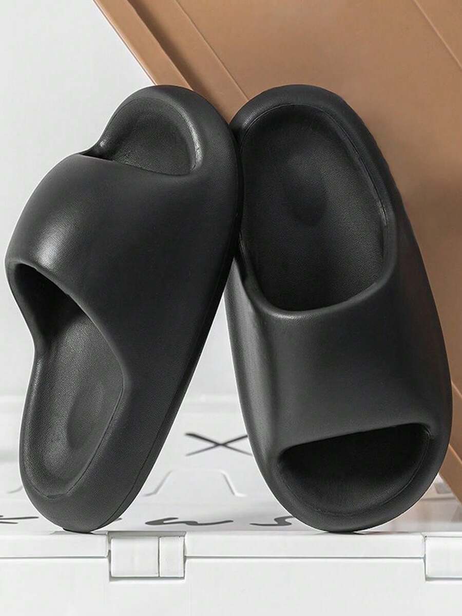 EVA Super Soft "Step-On-Bread" Thick Sole Slippers For Women, Summer Fashion Outdoor Wear, Comfortable Non-Slip House/Bathroom Slide Sandals - Black - View 1