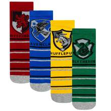 Harry Potter Socks (4 Pack) | Gryffindor, Slytherin, Ravenclaw & Hufflepuff Boys' Sock Multipack | Kids' Socks