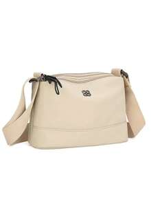 Multi-Layer High Capacity Thick Nylon Shoulder Bag, Water-Resistant Fabric, Simple Design, Suitable For Small Commuters, Crossbody Bag