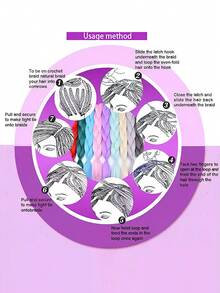 1PC 24 Inch Jumbo Braid Hair Extensions For Women Synthetic Attachment Expression Hair Extensions Crochet Braids Hair For Box Braids - Hot Pink - View 8