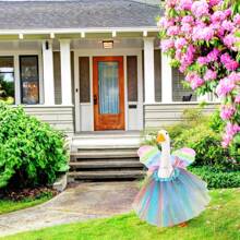 3 Pcs Butterfly Porch Goose Outfits For Cement Goose 23" Lawn Goose Statue Clothes Butterfly Wings Wand Tutu Skirt Spring Plastic Goose Costume For Butterfly Party Yard Outdoor
