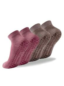 2 Pairs Deefly Women Anti-Slip Ankle Socks, Solid Color Suitable For Home, Hospital, Pregnant Women, Fitness, Pilates, Yoga