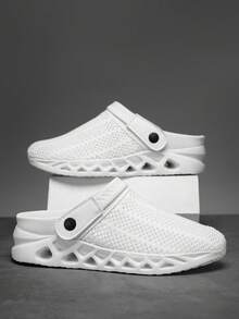 Pantuflas cómodas para hombres - Pantuflas de EVA antideslizantes con diseño de punta cerrada, apropiadas para todas las estaciones - Blanco - Ver 11
