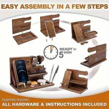 Wooden Desktop Organizer Shelf - Spacious Multifunctional Rectangular Tabletop Storage Rack With Mounting Type Tabletop And Natural Wood Finish - Perfect For Organizing Home And Office Essentials, Decluttering Workspaces, And Adding A Touch Of Rustic Charm