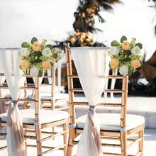 1 pièce Composition florale de centre de table de mariage - Couronne de fleurs artificielles roses avec bougie, couronne de printemps/été pour porte d'entrée, cérémonie - Bougeoir de fleurs artificielles feuilles, couronne florale en soie rose avec support de bougie, petites fleurs en plastique pour décoration de mariage, bouquet de mariée, décoration de centre de table, jardin, cour, mariage, anniversaire, douche, décoration de chambre esthétique, salle de classe, bureau, balcon, centre commercial, Saint-Valentin, cadeau