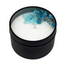 1pc High-End Black Metal Tin Scented Candle, Dried Flowers & Crystal Decor, Natural Soy Wax, Home Decoration, Suitable As Gift For Friend, Holiday, Birthday, Eid Al-Adha, Mother's Day, Father's Day