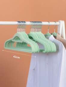 Clothes Hanger, Flocking Hanger, Non-Slip Hanger, Seamless Hanger, Clothes Drying Rack, Wardrobe Storage Rack, Velvet Hanger, Suit Hanger, Heavy-Duty Adult Hanger, High-Quality Velvet Non-Slip Hanger, Velvet Adult Hanger, Non-Slip Plastic Seamless Hanger - Multicolor - View 9