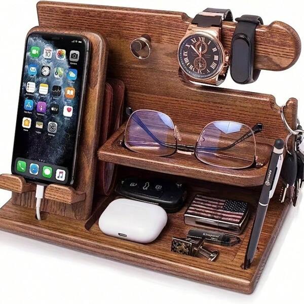 Wooden Desktop Organizer Shelf - Spacious Multifunctional Rectangular Tabletop Storage Rack With Mounting Type Tabletop And Natural Wood Finish - Perfect For Organizing Home And Office Essentials, Decluttering Workspaces, And Adding A Touch Of Rustic Charm