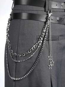 1pc Fashion Pendant Multi-Layer Metal Pants Chain, Suitable For Casual Wear, Outdoor, Sports, Vacation, Travel, Graduation Gift, Party Outfit Accessory