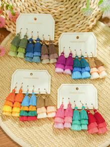 TopHanqi Set de 12 pendientes con flecos bohemios para mujer, pendientes colgantes de múltiples capas para playa, vacaciones, viajes, uso diario, fiestas, regalos, versátil