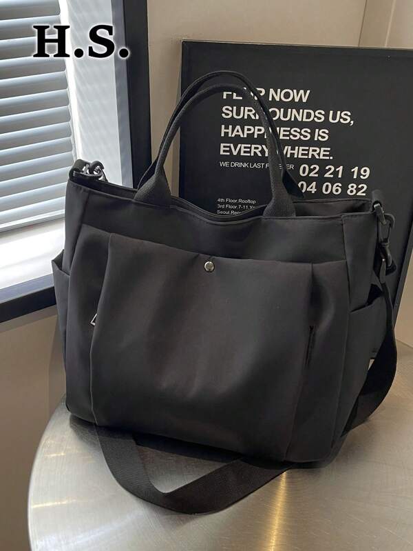 Casual Style Plain With Adjustable Strap Large Capacity Shoulder Tote Bag,Cross Body Bag Everyday Bag, Etc. Perfect For Daily Use - Suitable For Traveling, Work Or Shopping,University, College Classroom , Commute,School, Etc. For Women, Rookies & White-Collar Workers,Girl, College Students,Young Girl, Street & Japanese Bag For Women