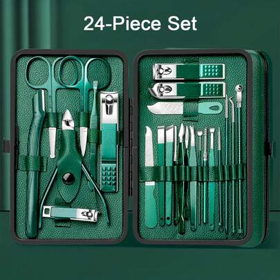 个人护理美甲套装，指甲钳套装，专业指甲钳修脚套装，带豪华旅行盒的美甲工具，适合男士女士家人朋友的礼物