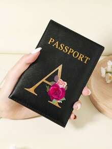 1 件 A-Z 26 个字母时尚字母印花时尚勃艮第护照夹，高品质 PU 皮革护照钱包，带卡槽，可存放信用卡、登机牌和身份证，紧凑型旅行必需品整理器，适合女性、男性和学生 - 酒紅色 - 查看 52