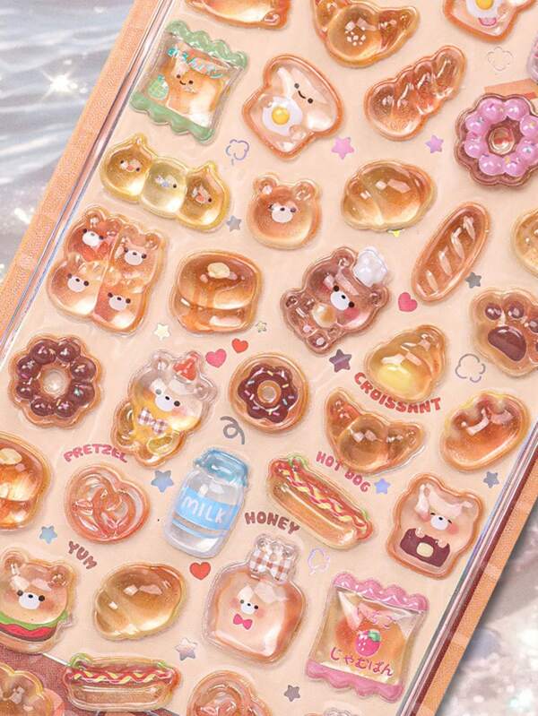 3D Embossed Stickers Animal Children Girls Sticker Art Cute Cartoon Phone Decor Crystal Resin Decoration,School Supplies,Back To School