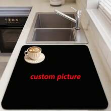 1pc Customized Drain Mat, Customized Picture Drip Mat, Customized Coffee Machine Mat, Rectangular Kitchen Mat, Customized Picture Ma