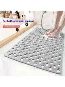 Tapis de bain antidérapant avec ventouses, tapis de douche à séchage rapide avec design à trous ronds, anneaux de massage, convient pour les salles de bain domestiques et d'hôtel, baignoires, gris, bleu ciel, essentiels de salle de bain d'hôtel | Tapis de bain de massage | Tapis de douche, tapis de salle de bain