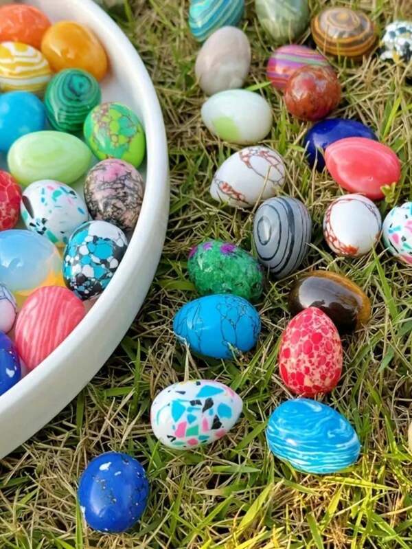 20pcs Natural Polished Delicate Stone Eggs, Large Polished Mineral Eggs, Palm Chakra Eggs Crystals, Suitable For Easter Decor, Easter Gift, Birthday Gift, Party Favor