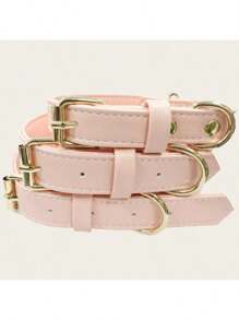 New INS Style Pink Leather Pet Dog Collar With Gold Buckle, Suitable For Large, Medium And Small Pets, Soft, Comfortable, Durable Gold-Plated Metal Buckle, More Sturdy Than Plastic Buckle, Easy To Tighten And Quickly Release