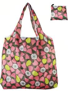 1 bucă geantă de cumpărături impermeabilă, de capacitate mare, design reutilizabil cu model floral și animal, geantă de mână pliabilă, ușoară, portabilă cu formă dreptunghiulară, potrivită pentru alimente, depozitare, călătorii