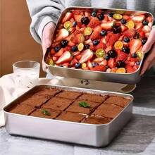3-Piece Leak-Proof Stainless Steel Bread & Salad Prep Set - Modern Stackable Baking Pans For Meat, Cake, Tart | Oven-Safe, Chic Kitchen Must-Have For Young Foodies ✨"