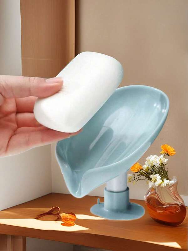 1/2 pièces Porte-savon en forme de feuille avec ventouse - sans perçage, conception sans eau pour le linge et la salle de bain. Décoration de salle de bain d'été pour la maison