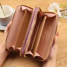 New Style Women Long Wallet, Fashion Clutch Hand Bag, Double-Zipper Cell Phone Purse With Large Capacity & Multiple Card Slots, Suitable For Daily Use, Shopping, Office, Outings, Mother's Day/Birthday Gift