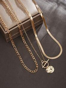 1pc Fashion European Style Coin & Snake Chain Multi-Layer Tassel Necklace Set For Women - a love necklace - View 2