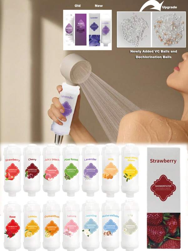 Filtre de douche ménager amélioré, mini filtre à eau en coton PP monté à l'avant pour salle de bain, toilettes, chauffe-eau, machine à laver, élimine le chlore, hydratant pour la peau et anti-chute de cheveux, avec perles VC et boule filtrante