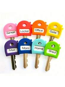 8pcs Key Chain With Different Color Labels, Retractable Key Identifier To Fit Most Keys, Soft Touch Cover, Identification Label, Easy To Identify Door Key - Stylish, Easy To Install, Includes Blank And Pre-Printed Labels, Men's Home Office Organization Accessories (Random Color)