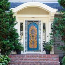 Traditional Style Building Door Stickers Wooden Door Vinyl PVC Waterproof Self-Adhesive Wallpaper Home Decoration Interior Door Stickers Wall Decor Room Decor Personalised Stickers