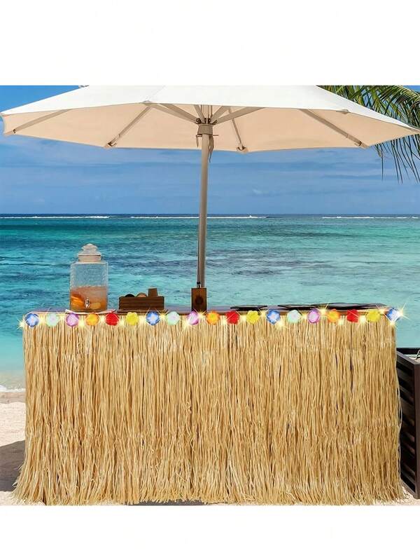 Falda para mesa de estilo tropical hawaiano, adecuada para fiestas de cumpleaños de verano, bodas en la playa y decoración de resorts costeros