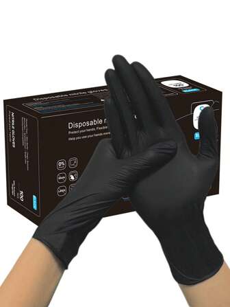 Black Disposable Nitrile Gloves, Durable Household Cleaning Gloves For Kitchen, Bathroom, Cleaning, Food Handling, Tattooing, Beauty, Hair Dye, Pets, Salons, Cleaning Supplies, Home Tools