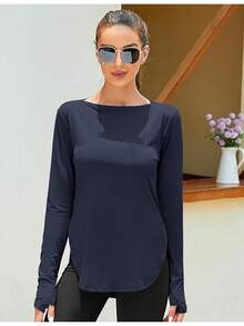 ZHENWEI Women's Long Sleeve Sun Shirt UV Protection Workout Tops Lightweight UPF 50+ Golf Gym Hiking Shirts Outdoor Clothing - 藏蓝色 - 查看 2