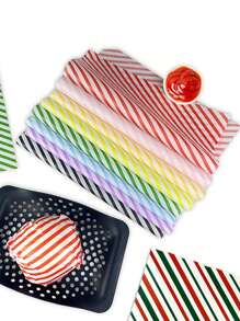 25 Sheets/Pack Striped Burger Grease Proof Paper, Fries, Pancake, Fried Chicken, Sandwich Wrapping, Baking Tray Liner Paper, Suitable For Home Baking, Hiking, Picnic