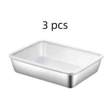 3-Piece Leak-Proof Stainless Steel Bread & Salad Prep Set - Modern Stackable Baking Pans For Meat, Cake, Tart | Oven-Safe, Chic Kitchen Must-Have For Young Foodies ✨"