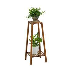Living And Home Vintage Tiered Plant Stand - Solid Wood Display Shelf With Slatted Design (60cm/100cm/120cm Rustic Brown) - 2-Tier Rustic Brown - 查看 6