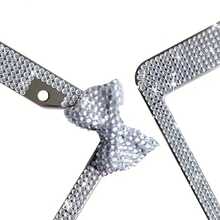 1个水钻蝴蝶结车牌框，闪亮亮片车牌架，闪光车牌框，手工制作，镶嵌闪亮水晶螺母，不锈钢材质 - 闪亮车牌架，银色 - 銀色 - 查看 5