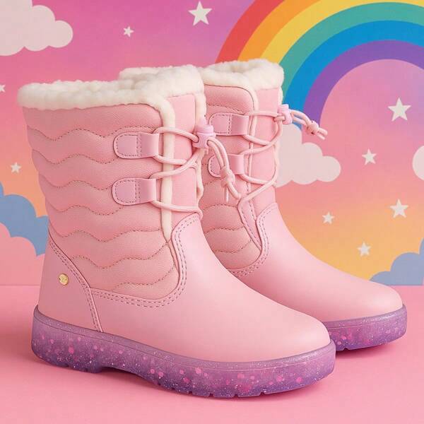 Bota Menina Confortável Rosa Feminina Inverno Camin Calçados