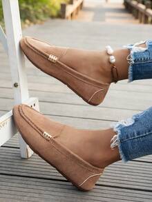 Women Loafers, Summer 2025 New Arrivals, Korean Style, Slip-Resistant Soft Sole Shoes, White, Breathable, Comfortable Nurse Shoes Valentines - Brown - View 3