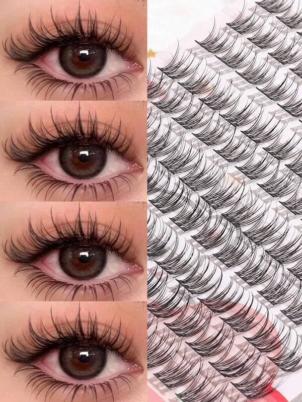 120 Pairs 10-12mm Natural-Looking Fanned Out Criss-Cross Soft & Unique Reusable Fake Eyelashes, Suitable For Daily Wear, Wedding, Date, Party, Music Festival