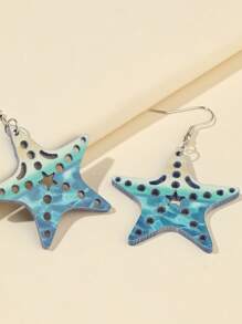 1Pair Acrylic Starfish Drop Earrings Suitable For Women And Girls Summer Beach Vacation Accessories Jewelry