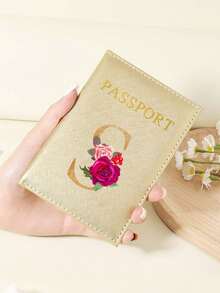 1 件 A-Z 26 个字母时尚字母印花时尚勃艮第护照夹，高品质 PU 皮革护照钱包，带卡槽，可存放信用卡、登机牌和身份证，紧凑型旅行必需品整理器，适合女性、男性和学生 - 酒紅色 - 查看 31