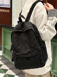 Fashion Women's Backpack With Patchwork Plaid Pattern, Sold With Accessories, School Backpack