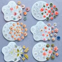 6pcs Flower Silicone Molds, Resin Casting Molds, Jewelry Casting Tools, Suitable For Spring, Valentine's Day, Father's Day, Mother's Day, Thanksgiving, Birthday Gift DIY Molds, Suitable For Earrings, Manicures, Bracelets, Necklaces, Rings And Other DIY Molds