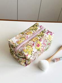 AGG Busy Flowers 女用大容量化妝包，內包，便攜旅行盥洗包，手提包，多功能保養品收納包，女性衛生棉收納包，送給媽媽或女友的禮物，學生筆袋 - 彩色 - 查看 3