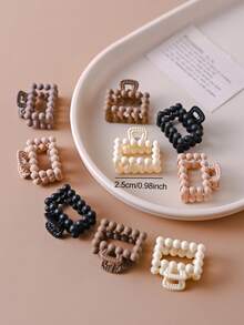 30pcs Black White Brown Bead Blocks Hair Clips For Women, Vintage Minimalist Daily Hair Accessories