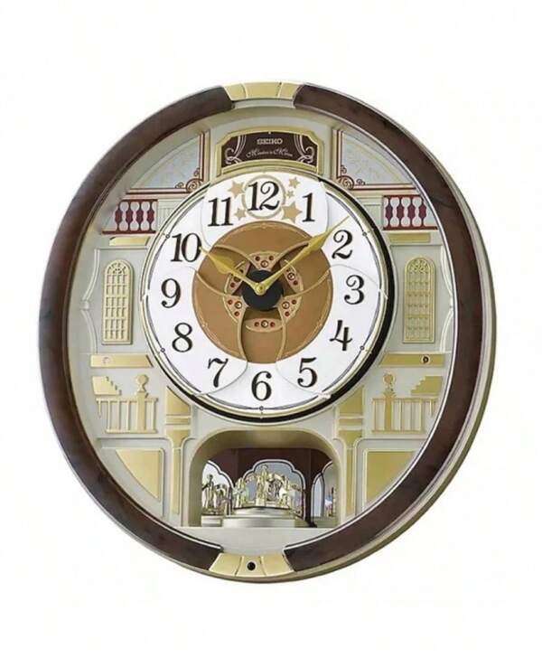 Melodies In Motion Musical Quartz Wall Clock With Rotating Pendulum – Battery Operated Decorative Clock With Animated Design & Light Sensor – Chiming Wall Clock For Living Room, Office, Entryway, Gift Giving, Home Decor, Music Lovers & Collectors